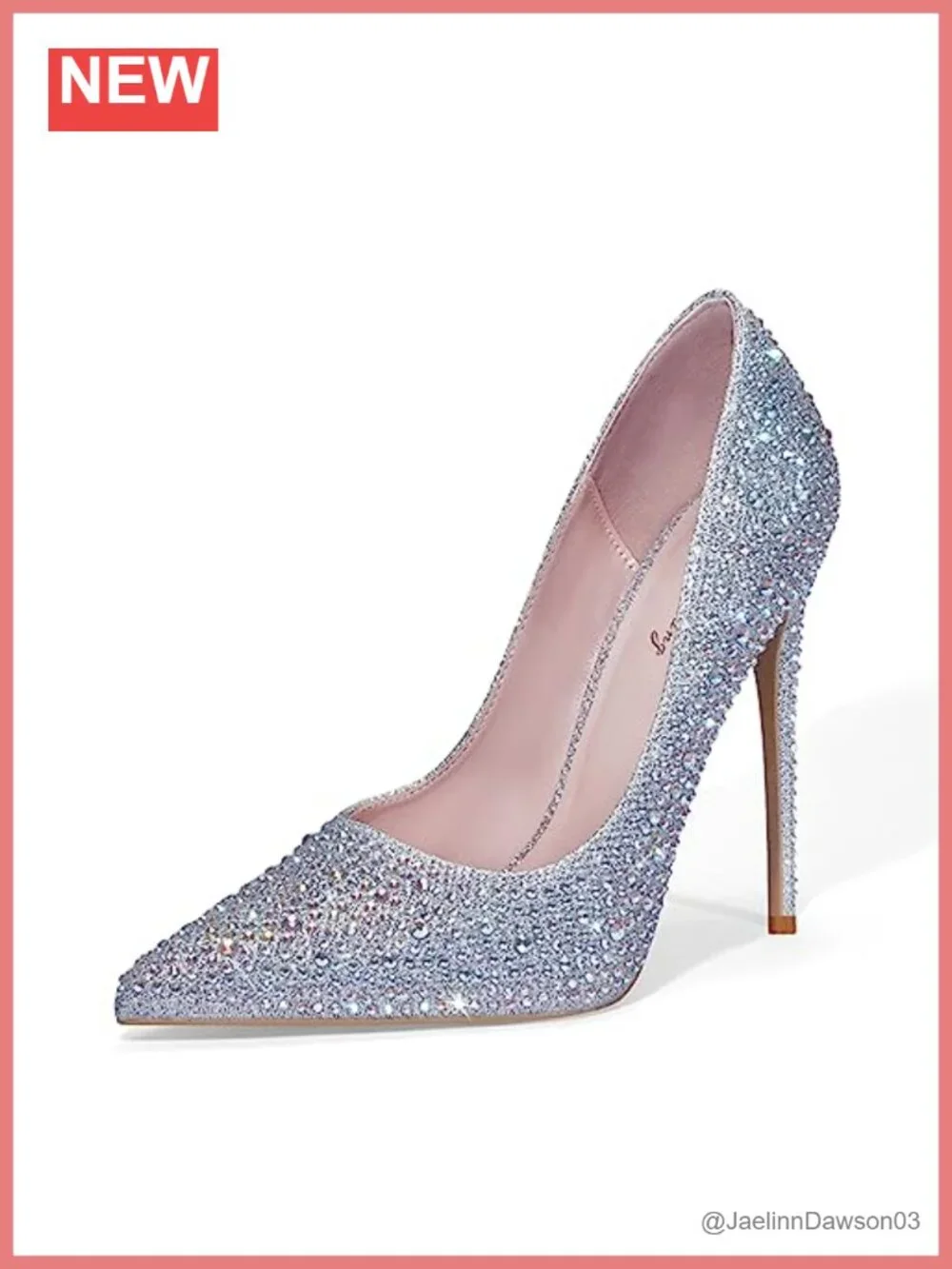 Women's Pointed Toe Rhinestone High Heel Pumps Stiletto Sparkly Wedding Prom